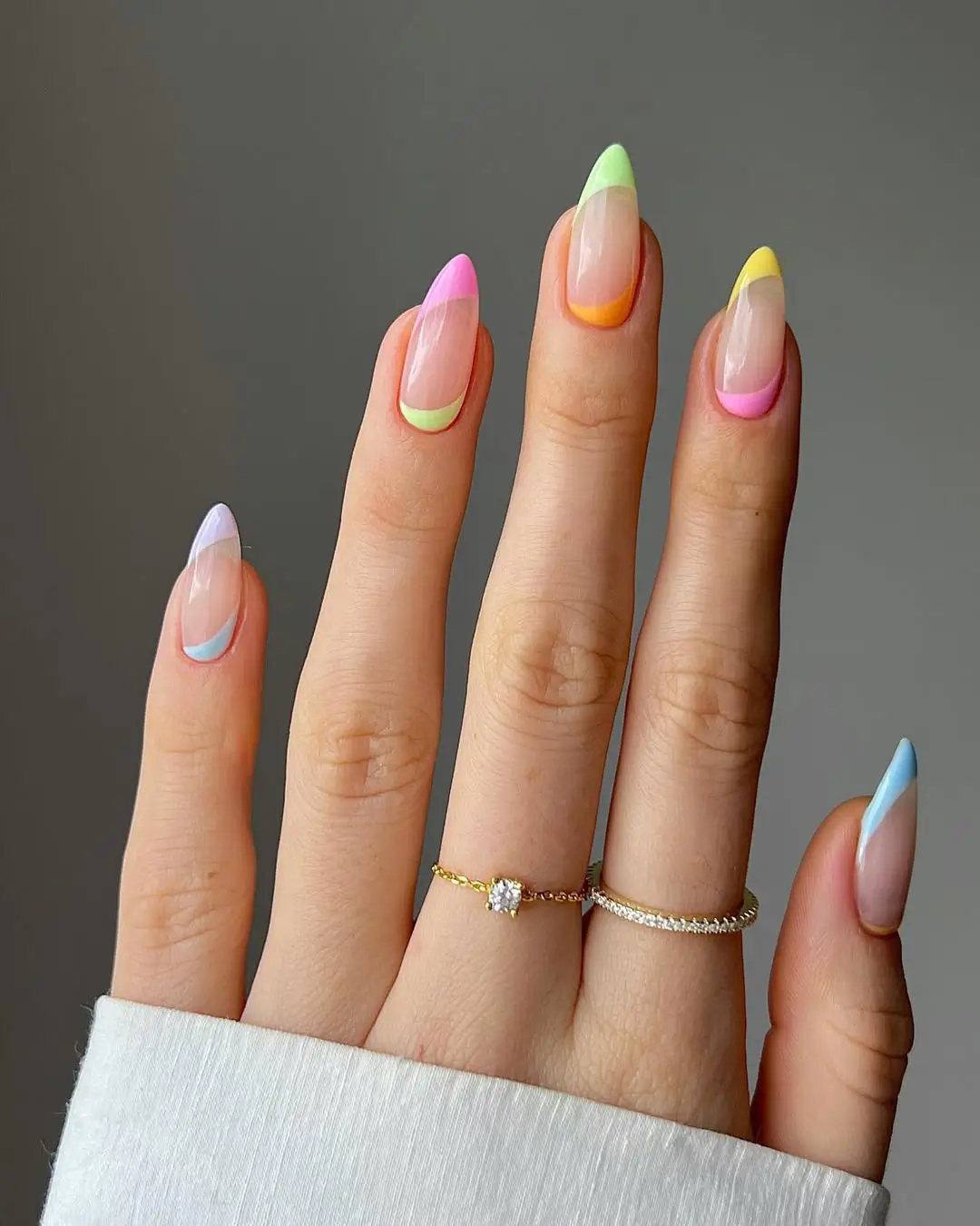 Pastel Double Tip Almond Nails