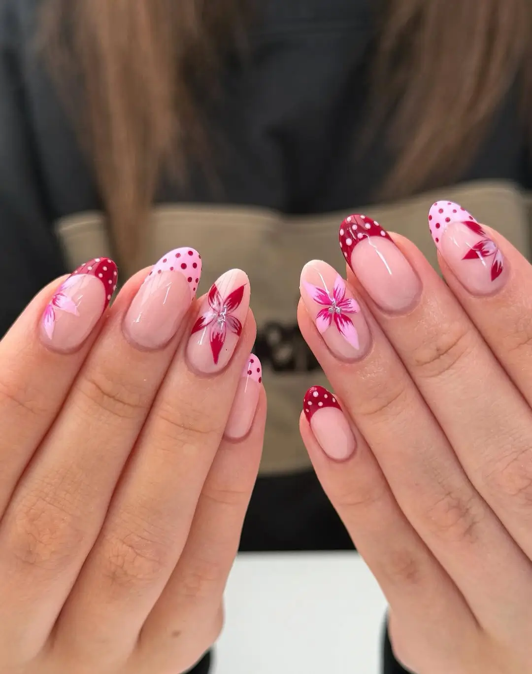 Polka Dot and Floral French Tips