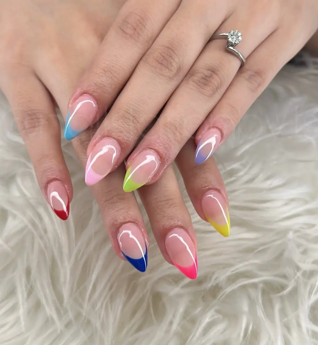 Rainbow Gradient French Tips