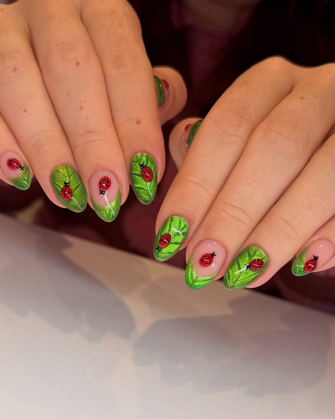 Almond Ladybug Leaf Designs