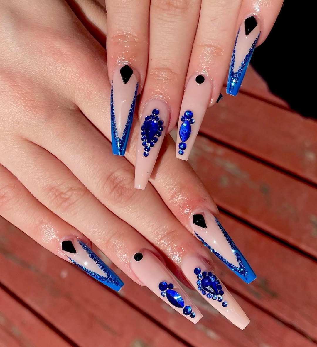 Blue Sparkle Chevrons and Sapphire Gems