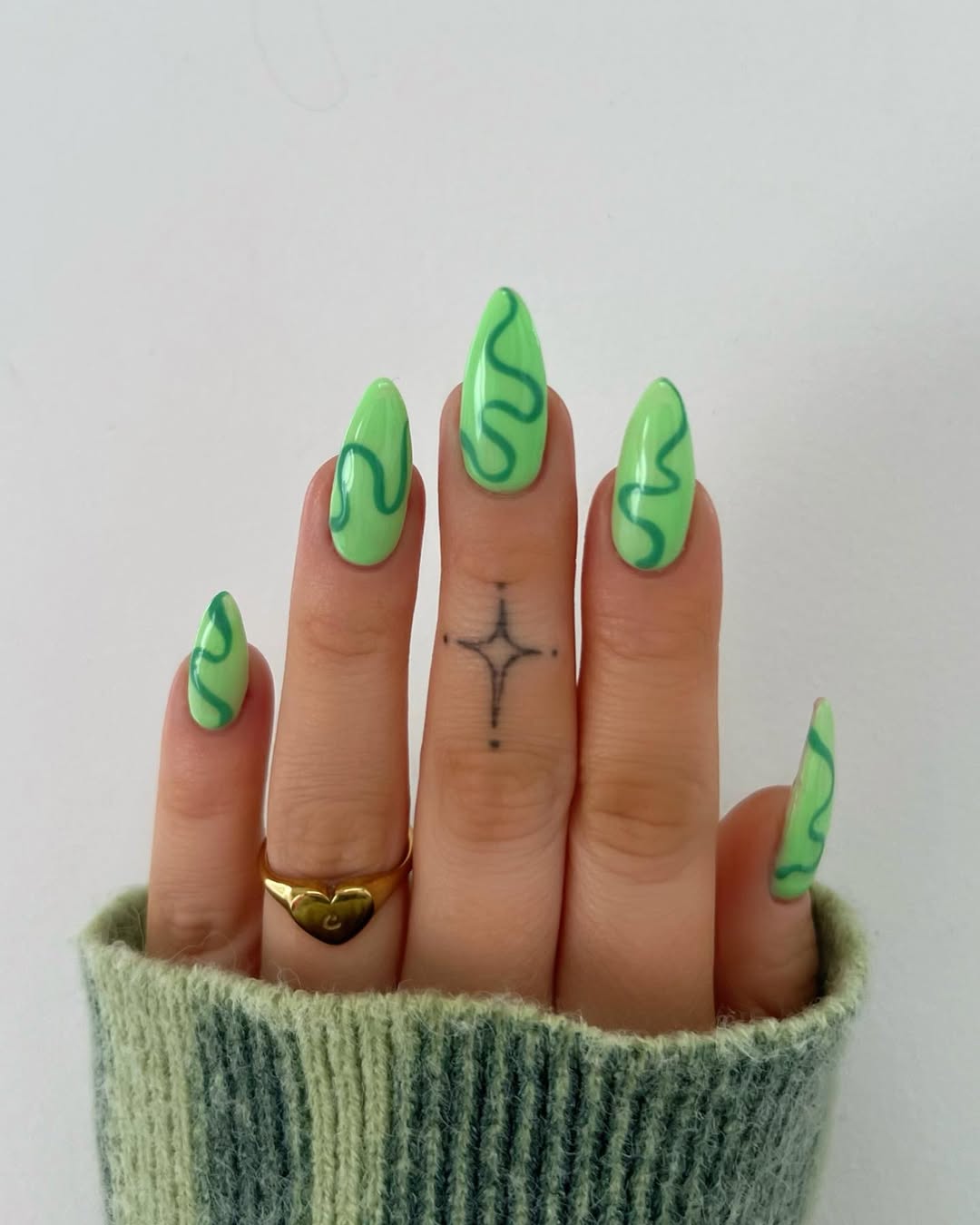Bright Lime and Abstract Swirls