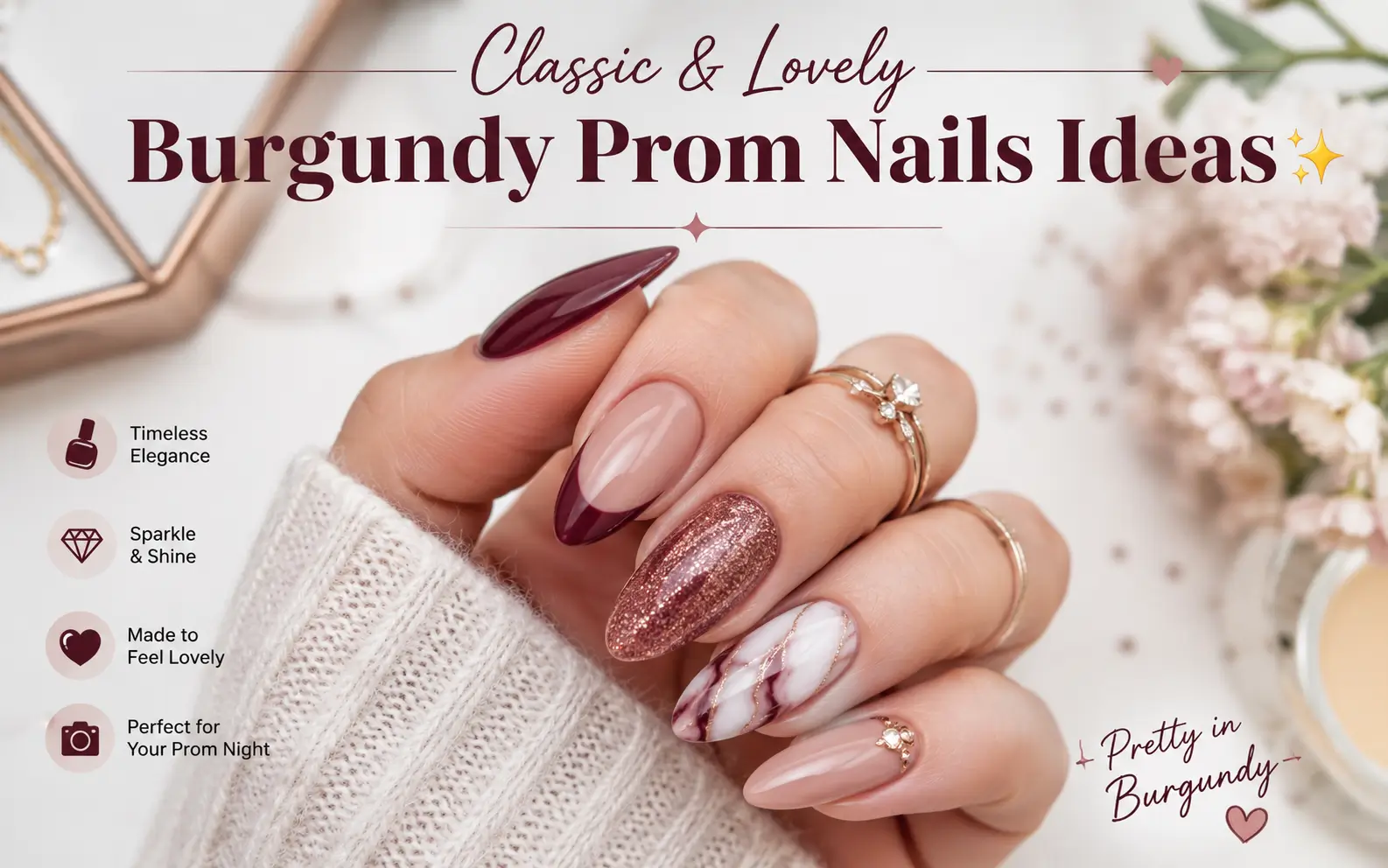 Burgundy Prom Nails