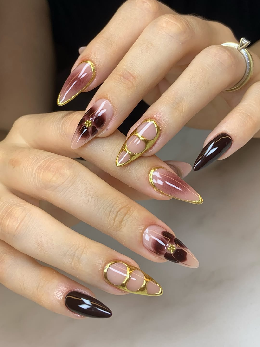 Chocolate Brown and Geometric Gold