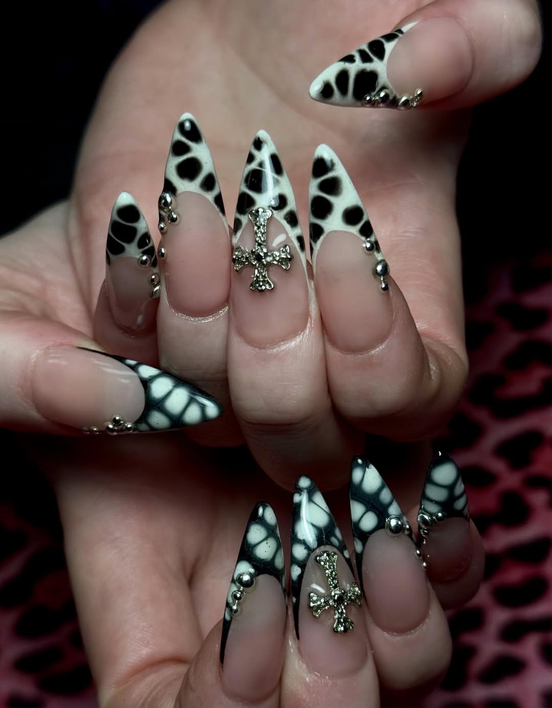 Contrasting Spotted French Stilettos
