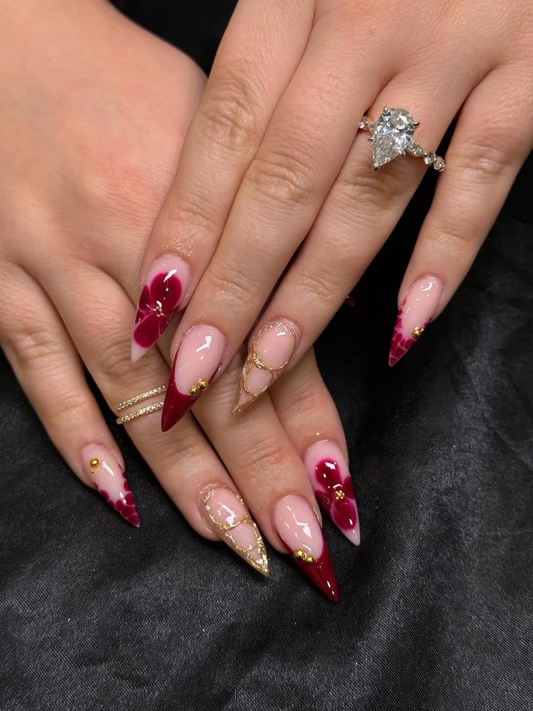 Crimson Stiletto and Gold Wire Art