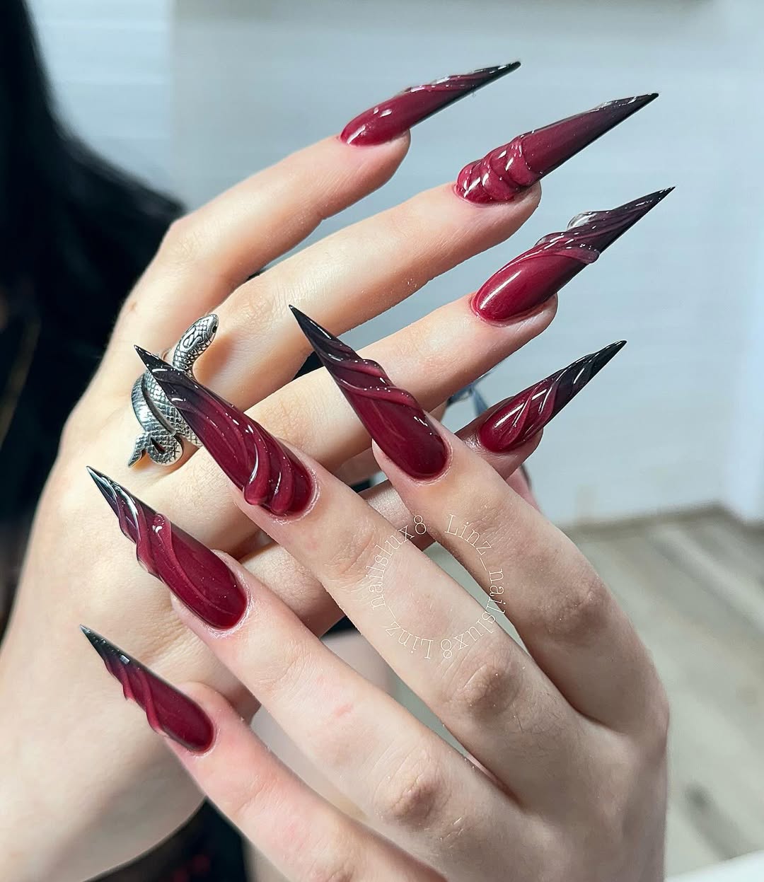 Crimson Twisted Talon Nails