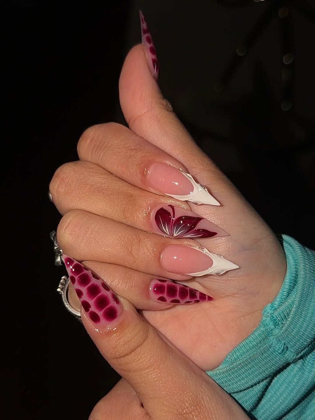 Crocodile Print and Sculpted White Tips
