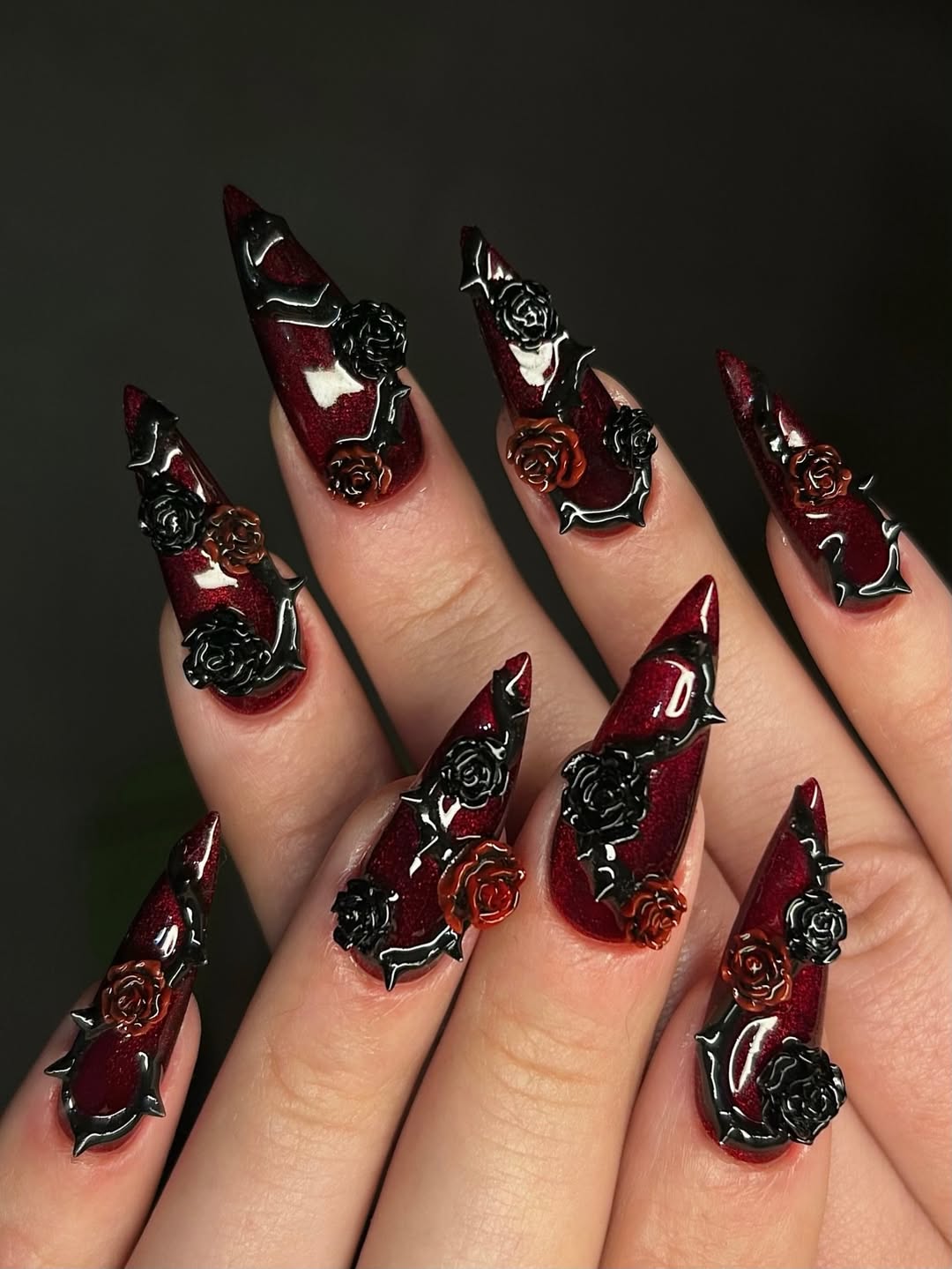 Dark Romantic 3D Rose Stilettos