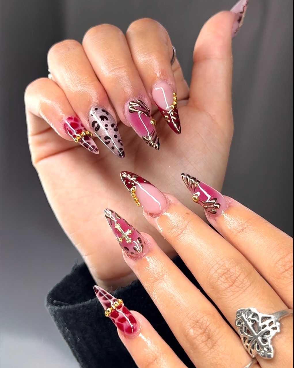 Edgy Animal Print And Gold Almonds