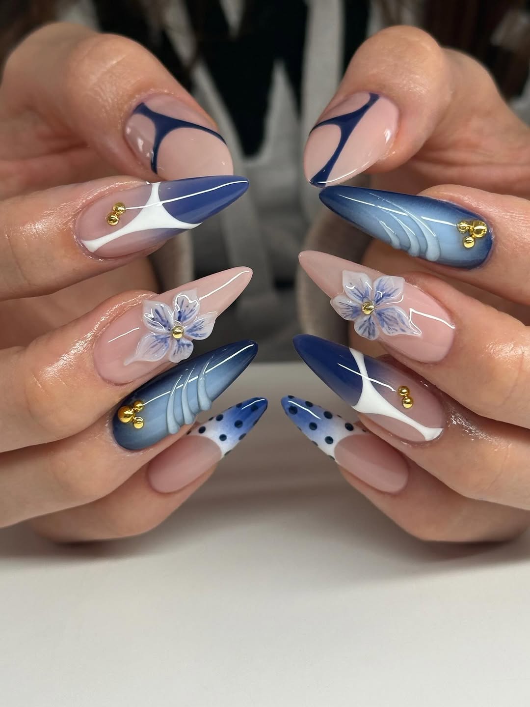 Elegant 3D Floral Stiletto Nails