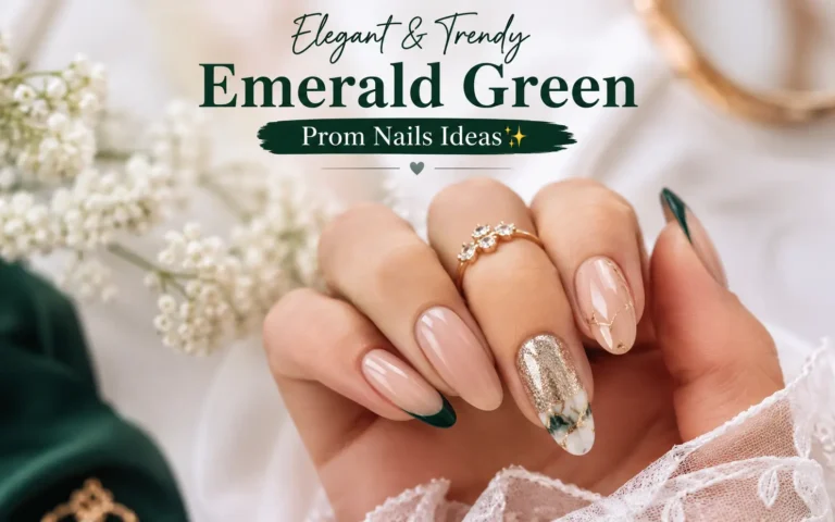 Emerald Green Prom Nails Ideas
