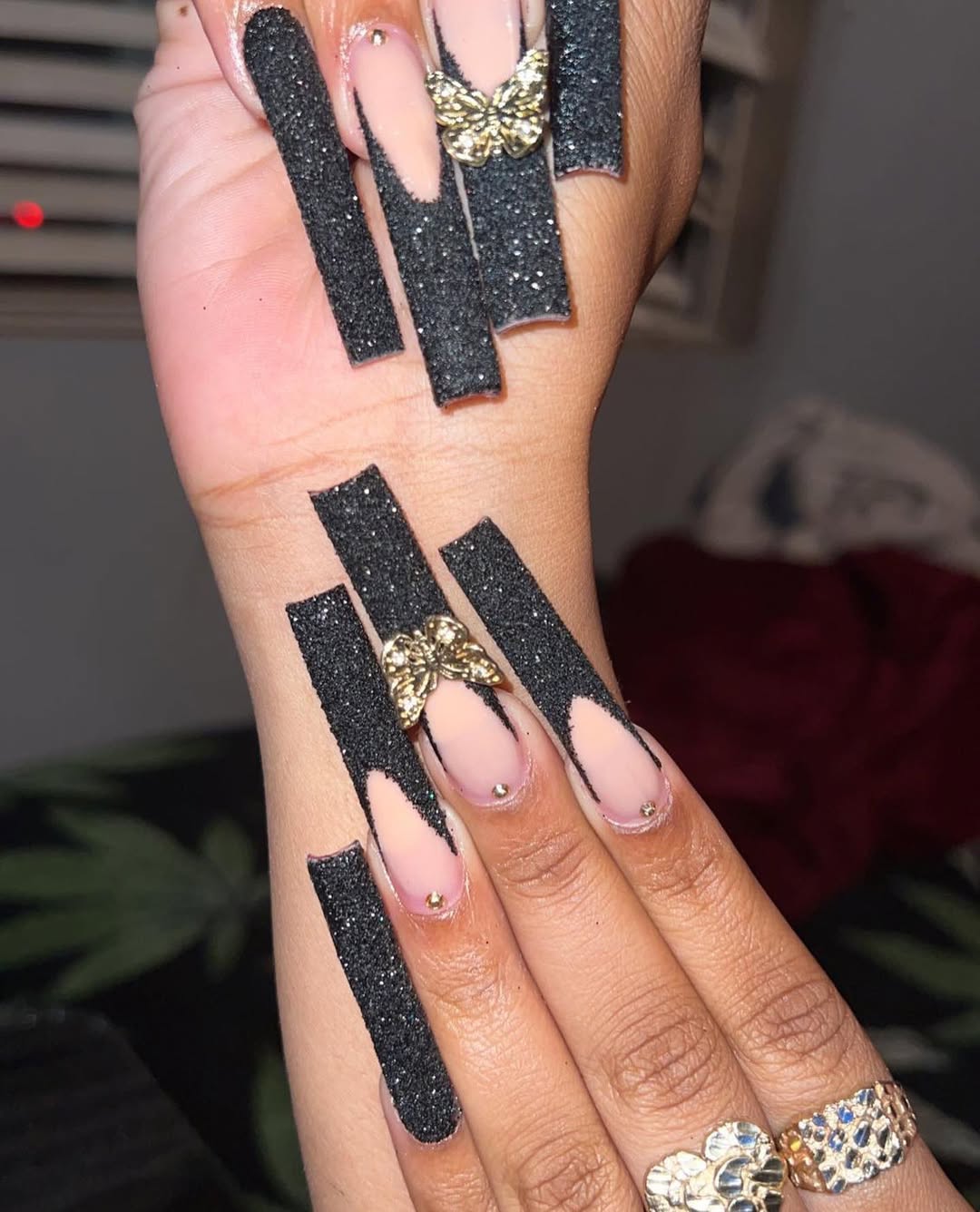 Extra Long Square Glitter Nails