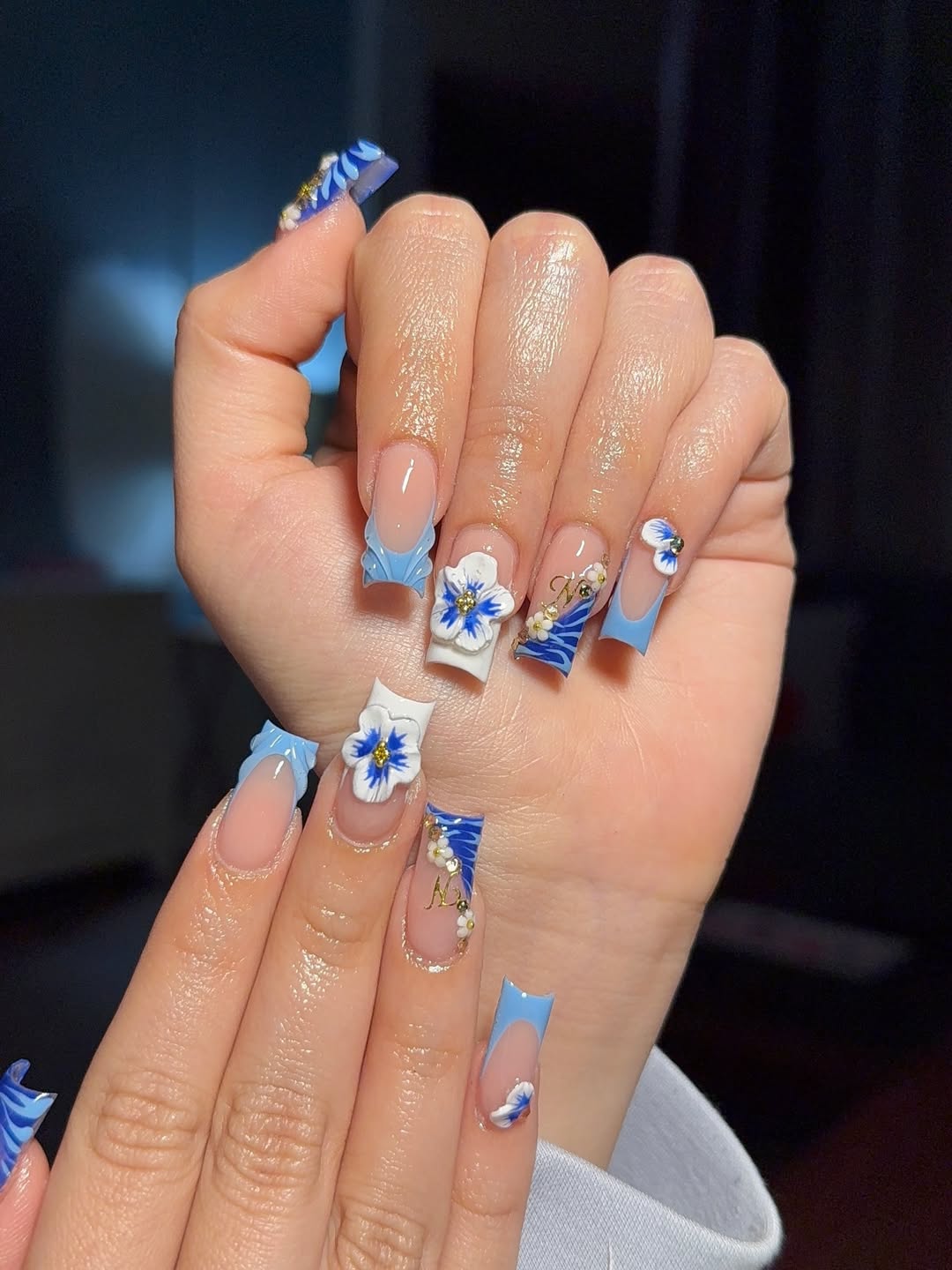 Flared Blue Floral Custom