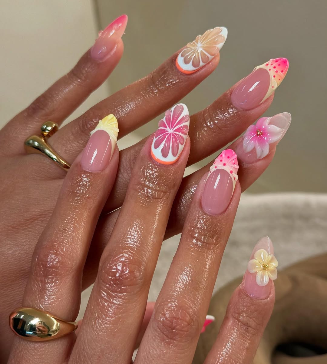 Fruit Slices and Raised Flowers