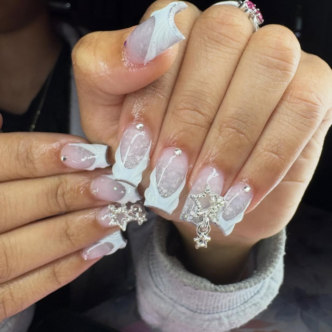 Glamorous Star Charm Nails