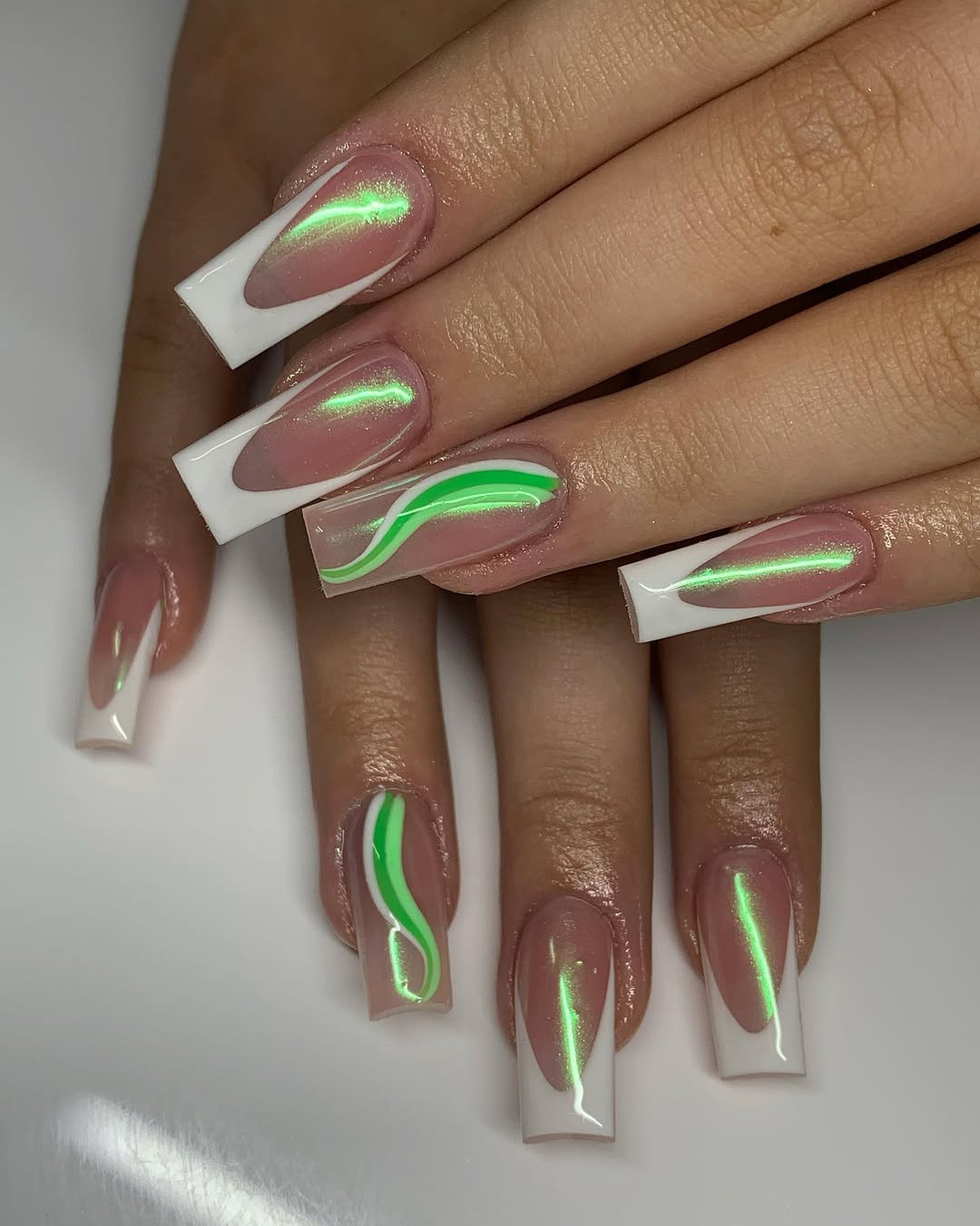 Glowing Chrome French Squares
