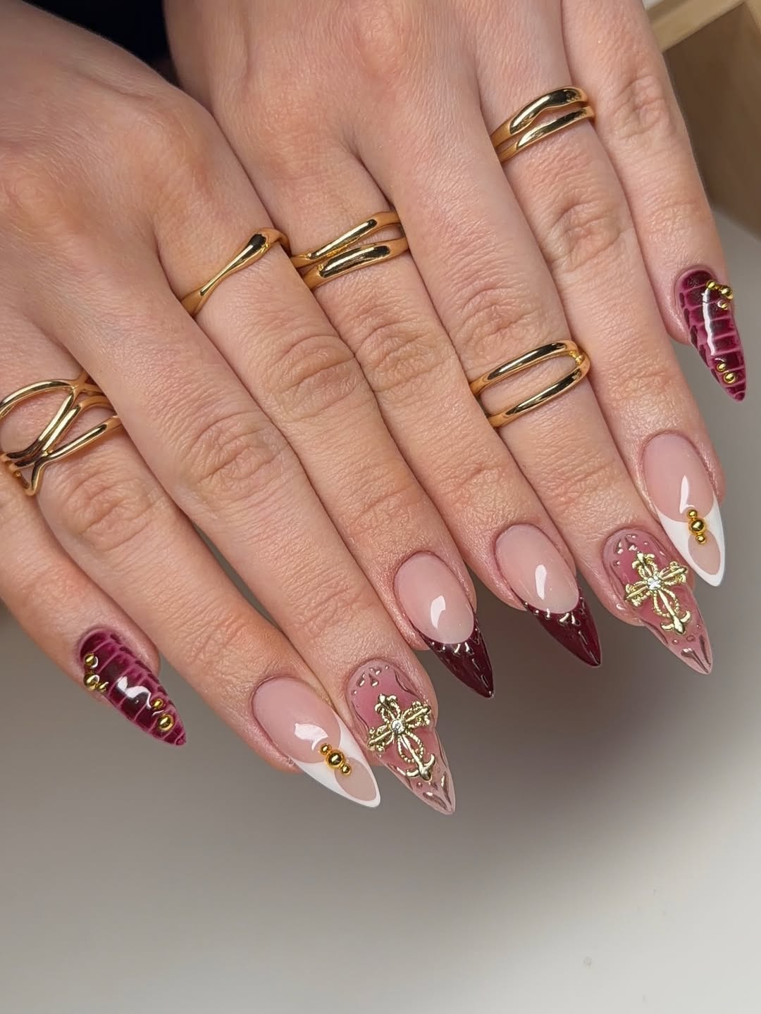 Gothic Burgundy Statement Nails