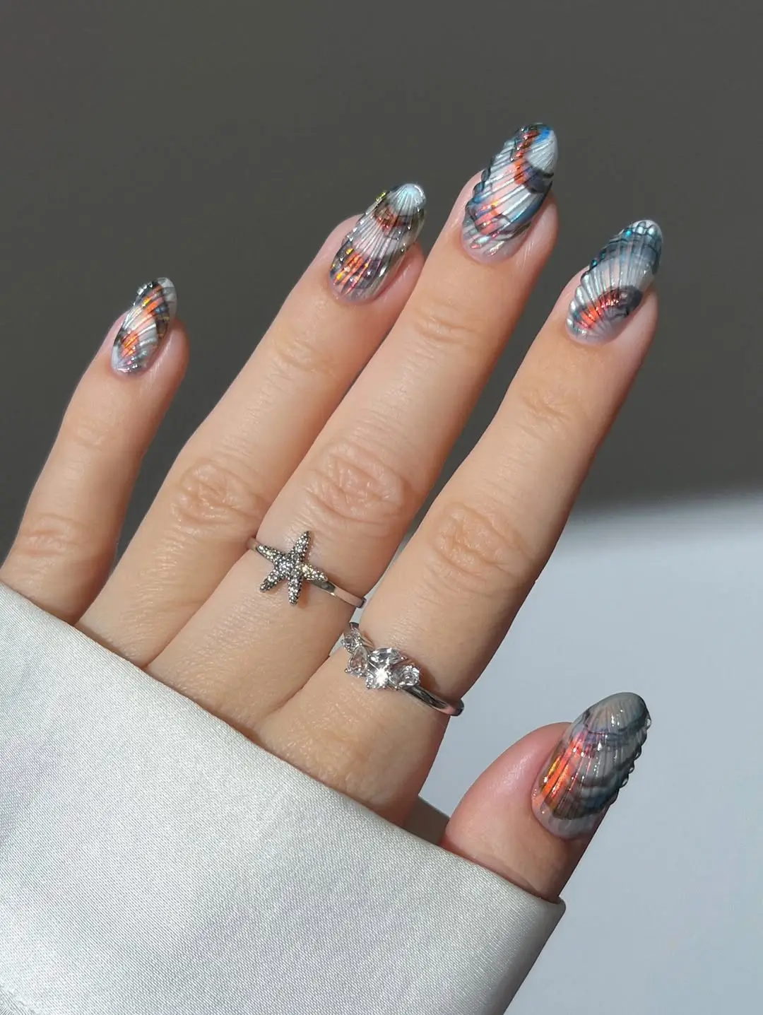 Holographic Chrome Seashell Texture