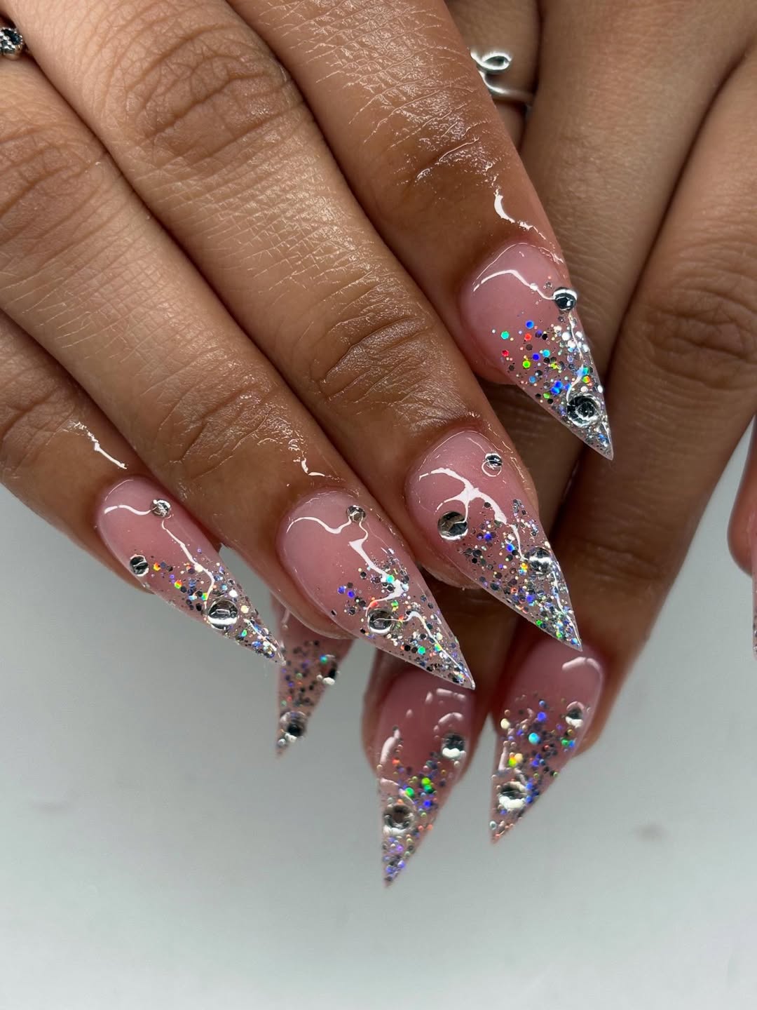 Holographic Glitter Gradient With Gems