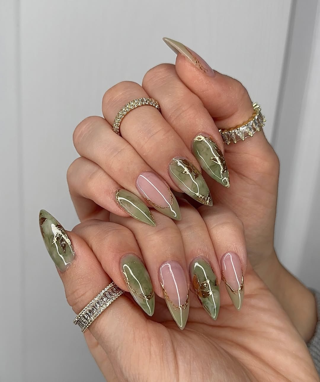 Jade Stone and Gold Leaf