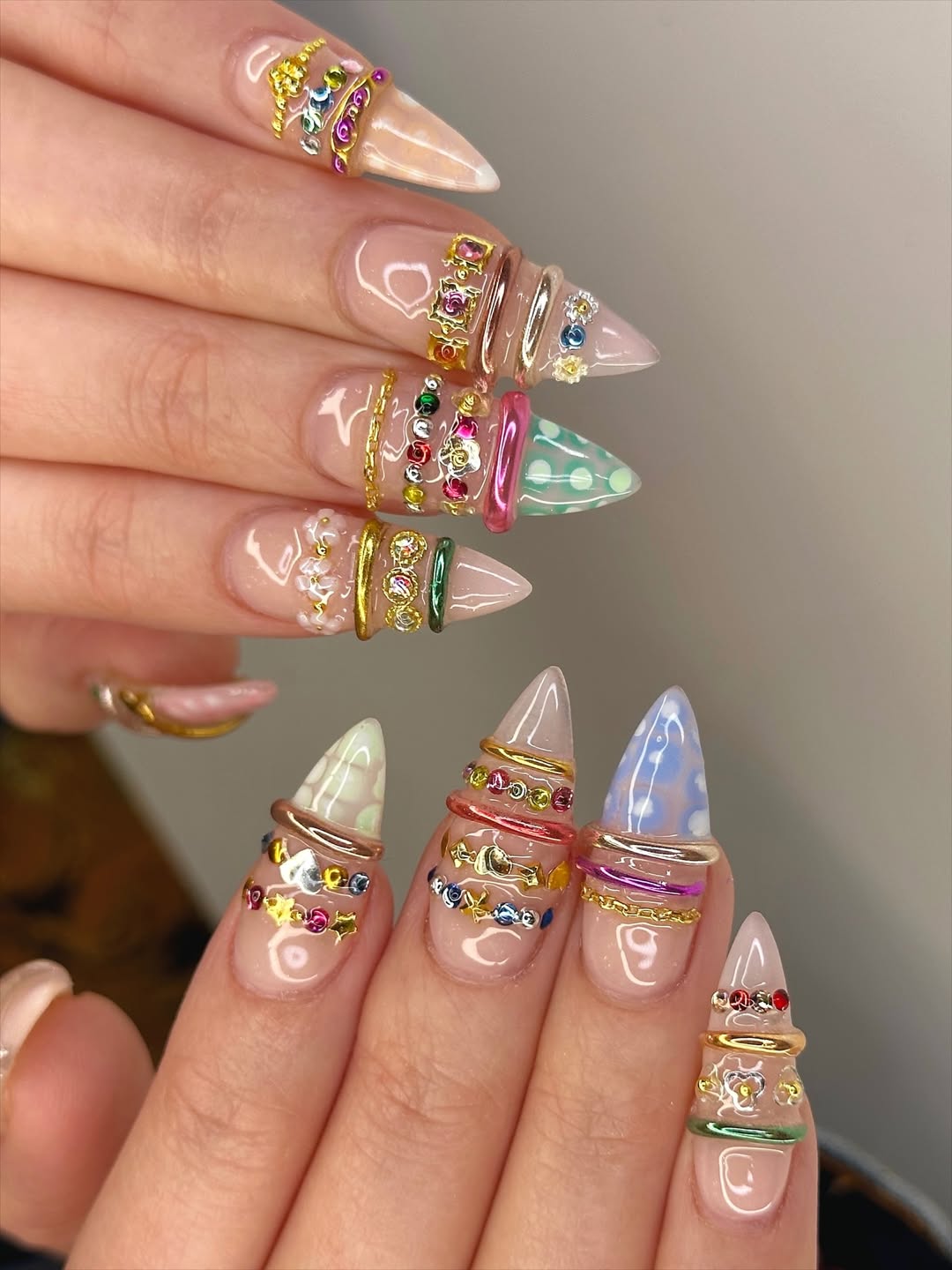 Jeweled Bangle Pointed Nails