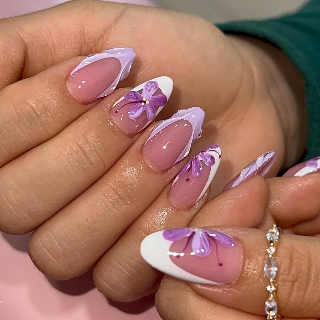 Lilac Swirls and Floral Tips