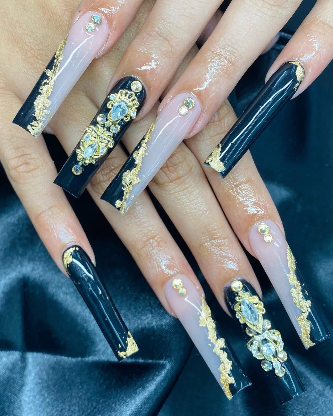 Long Gold Foil Extensions