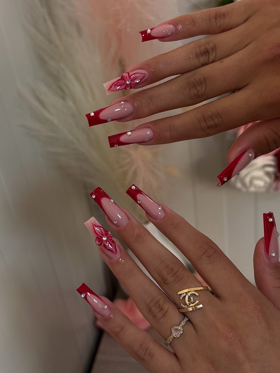 Long Square Tips and Crystal Details