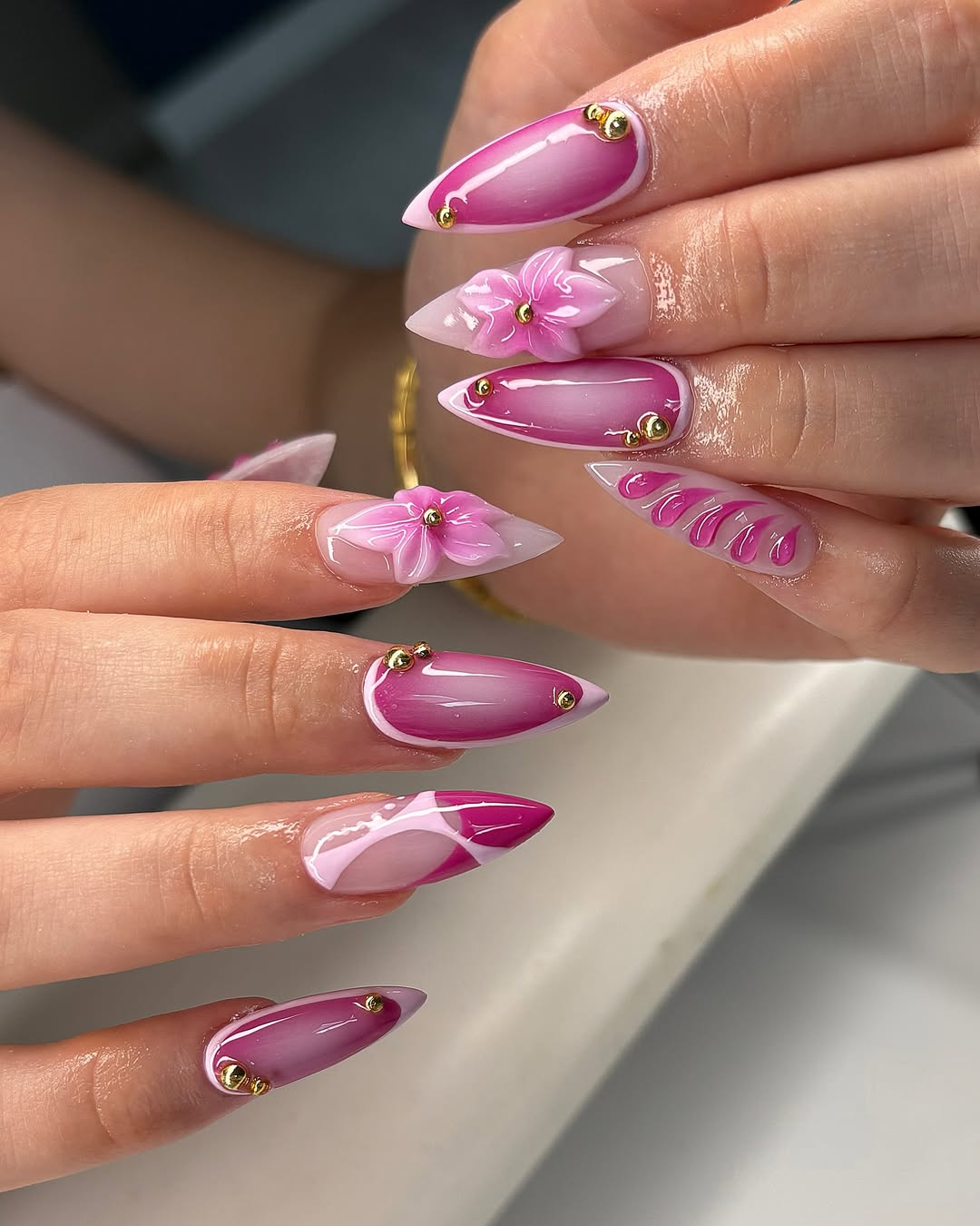 Magenta Outlines and Sculpted Blooms