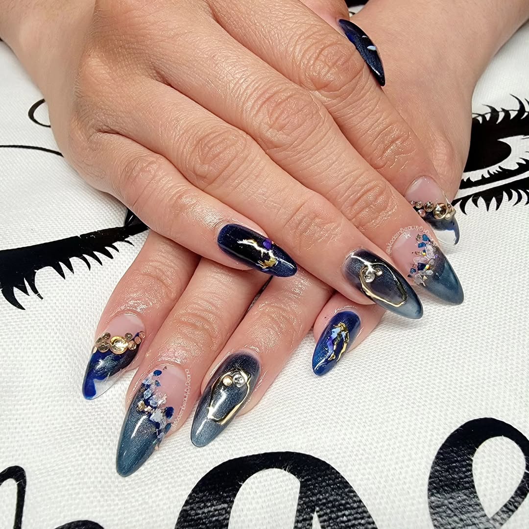 Magnetic Navy and Crushed Stone Nails