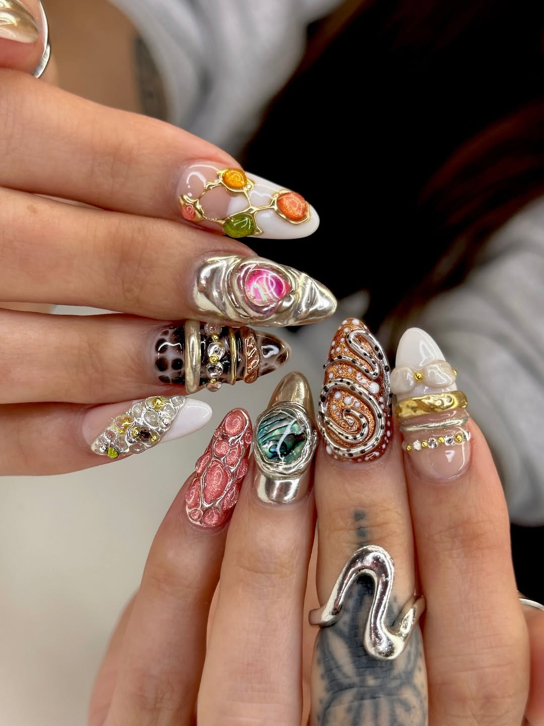 Maximalist Mixed Texture Nails