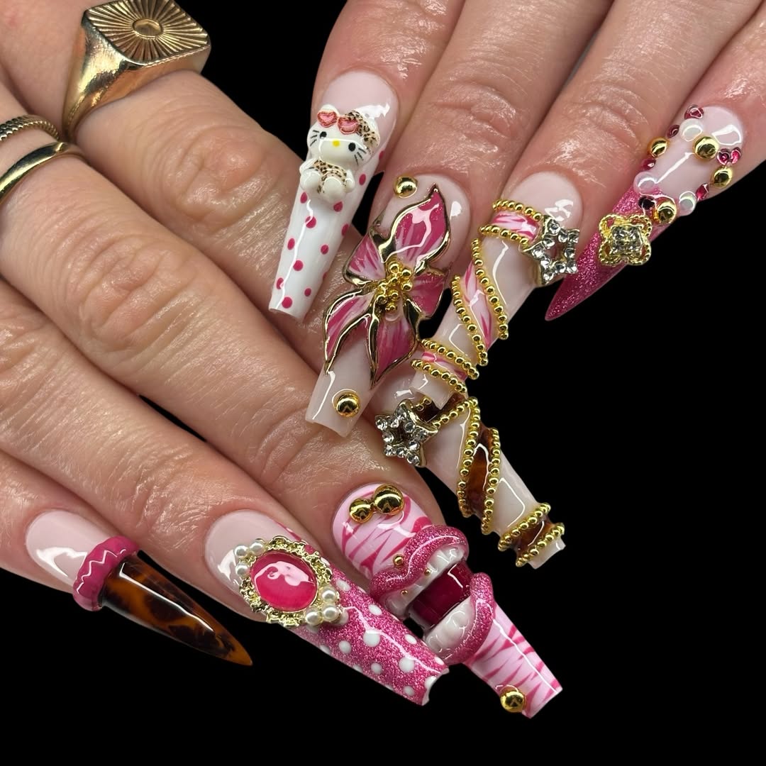 Maximalist Pink and Gold Charms