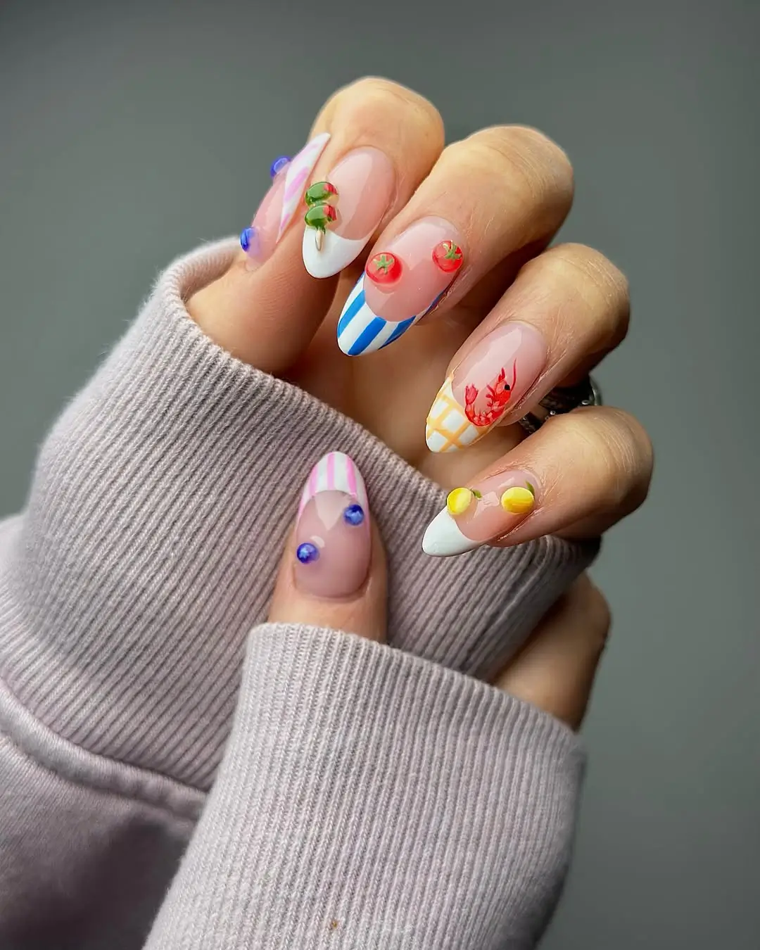 Miniature Food And Colorful Striped Tips