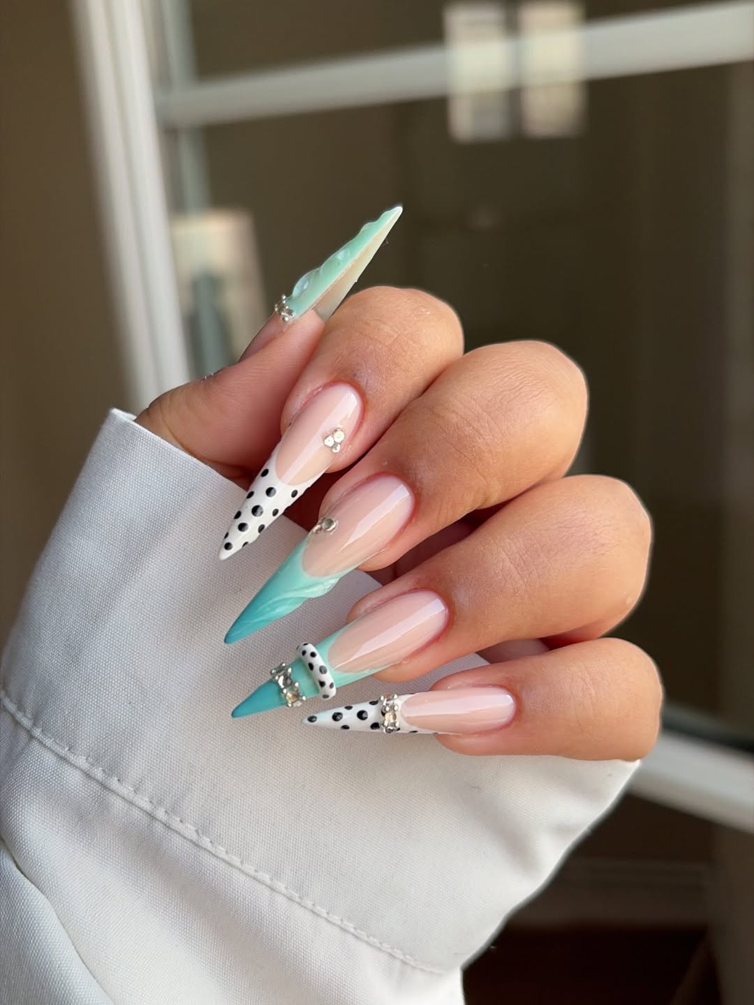 Mint Green and Polka Dot Tips