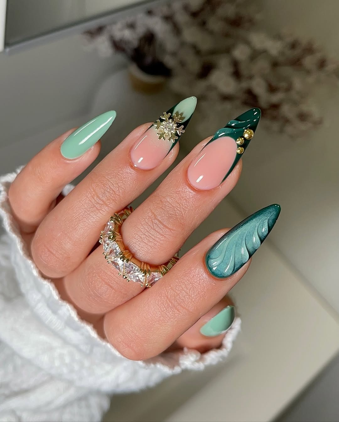 Mint Green and Textured Emerald Designs