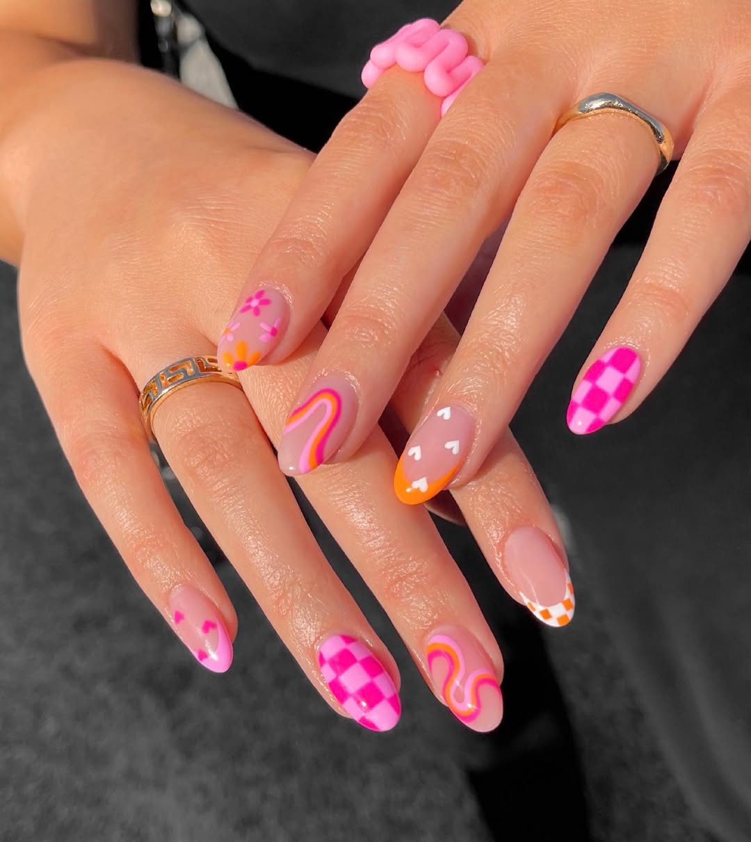 Mismatched Pink and Orange Patterns