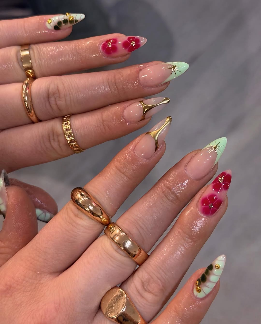Mixed Pastel and 3D Gold Shapes