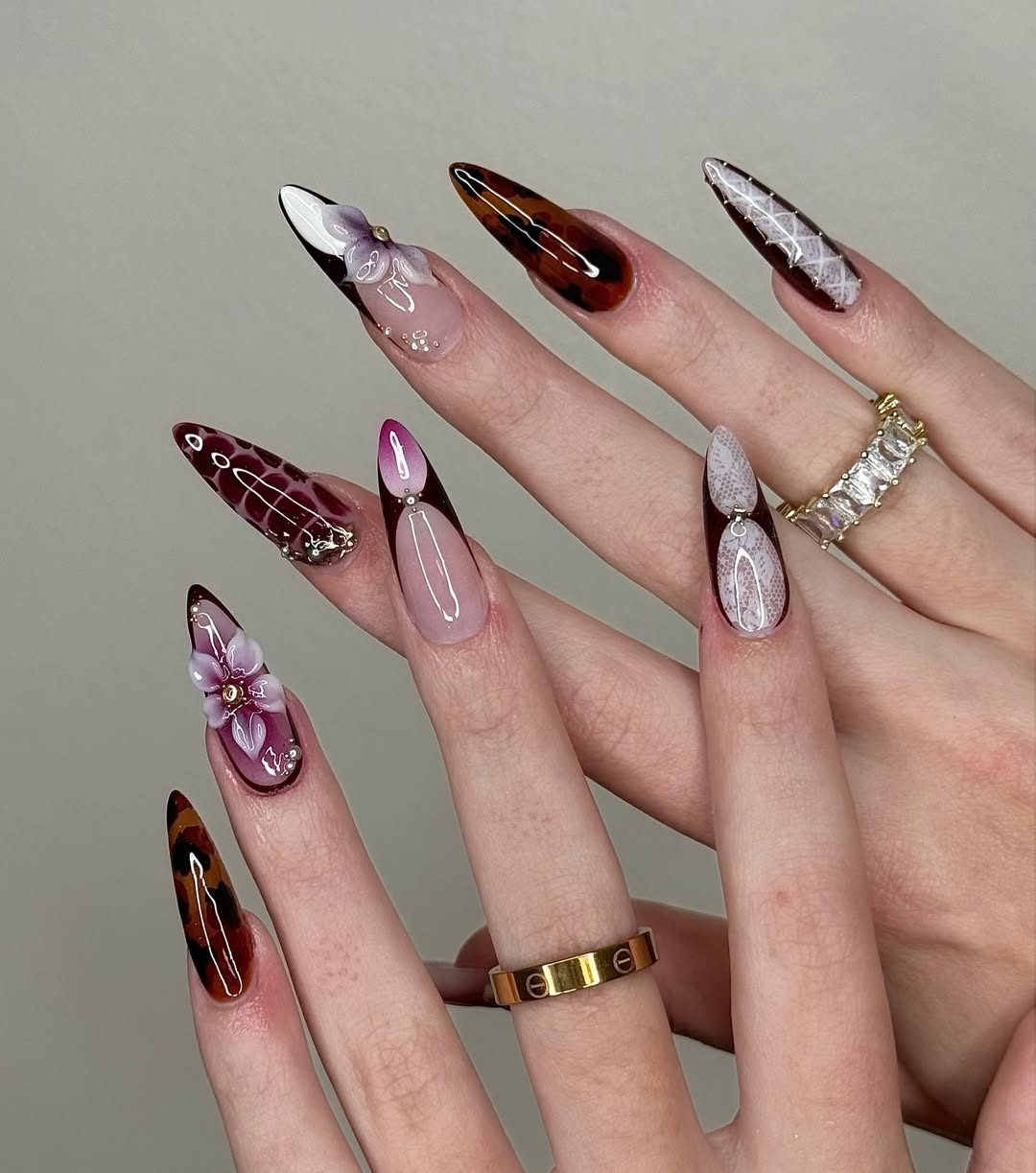 Mixed Pattern Stiletto Art