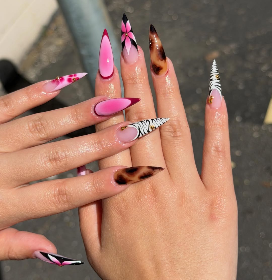 Mixed Print and Vibrant Pink Stilettos