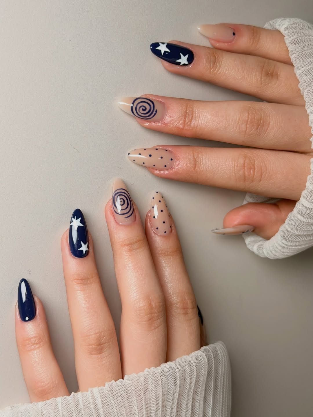 Navy Blue Stars and Swirls