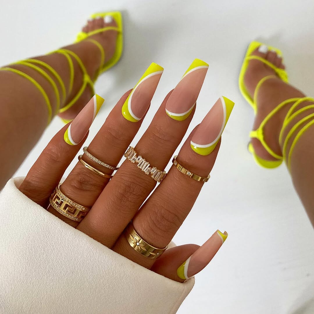 Neon Yellow French Tips