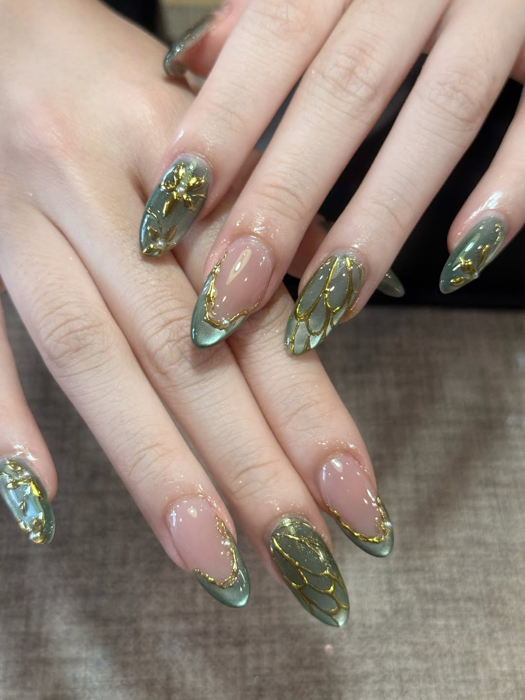 Olive Magnetic Polish with Gold Details