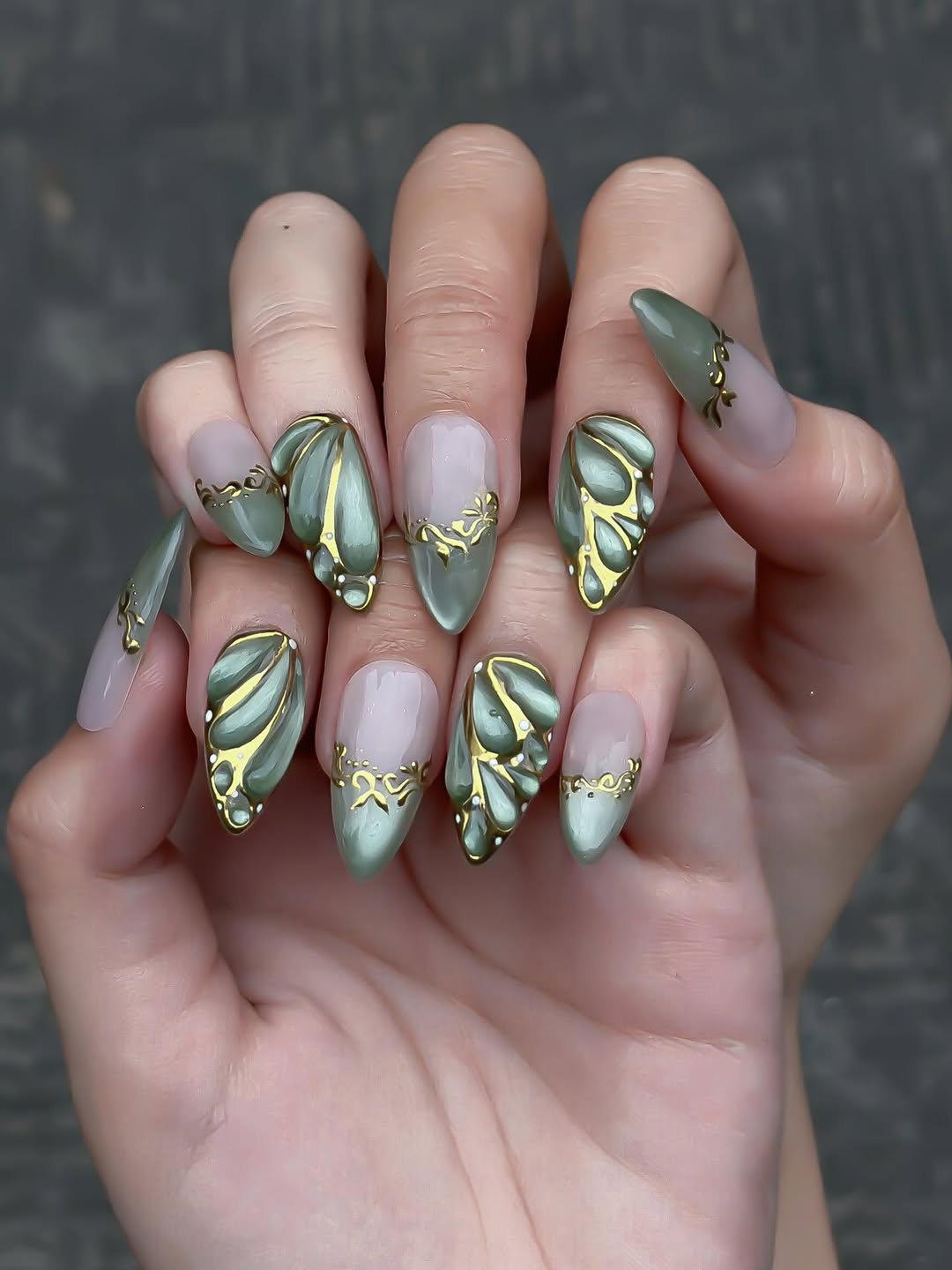 Pale Olive and Gold Vines
