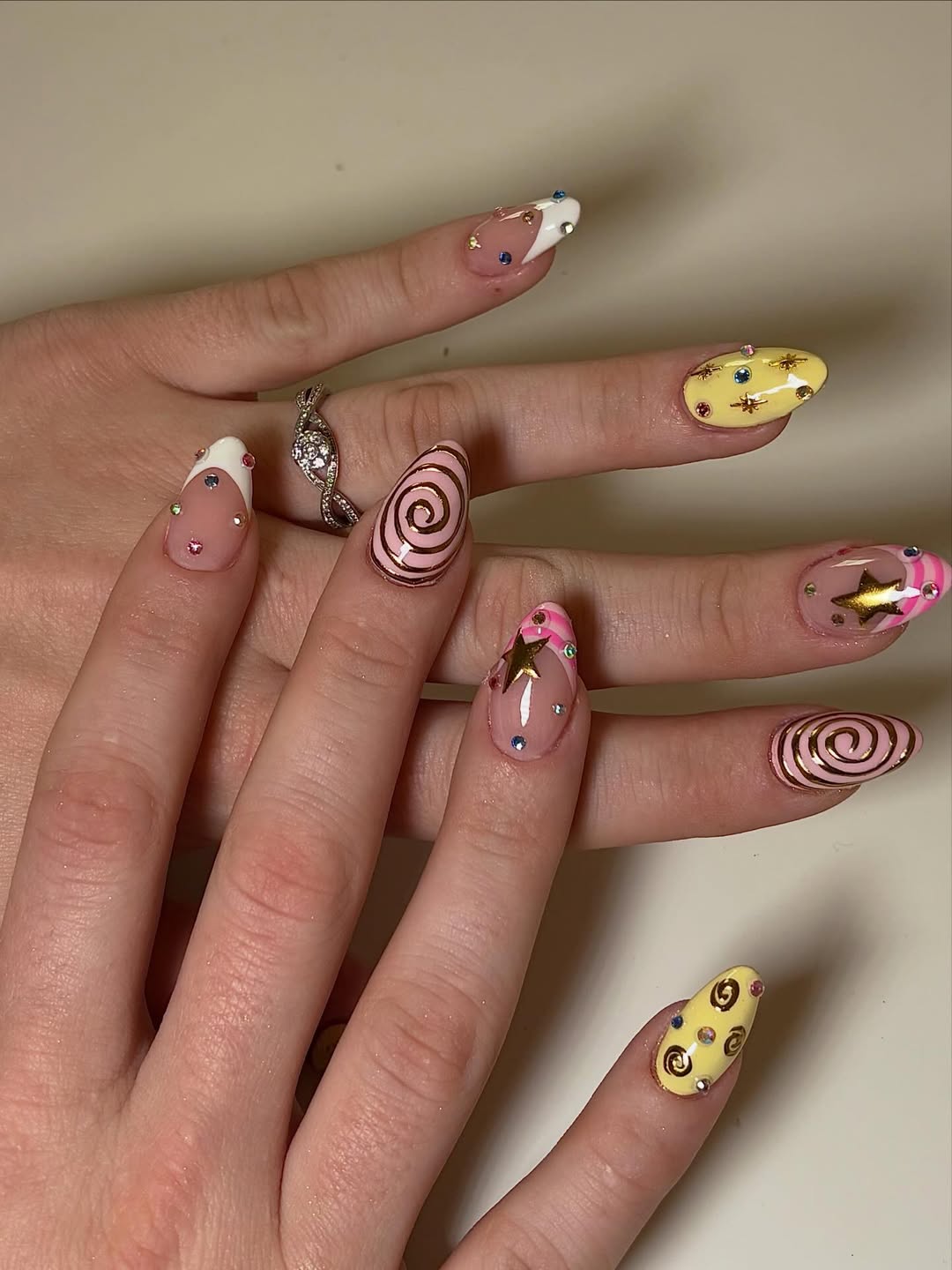 Pastel Swirls and Gold Stars