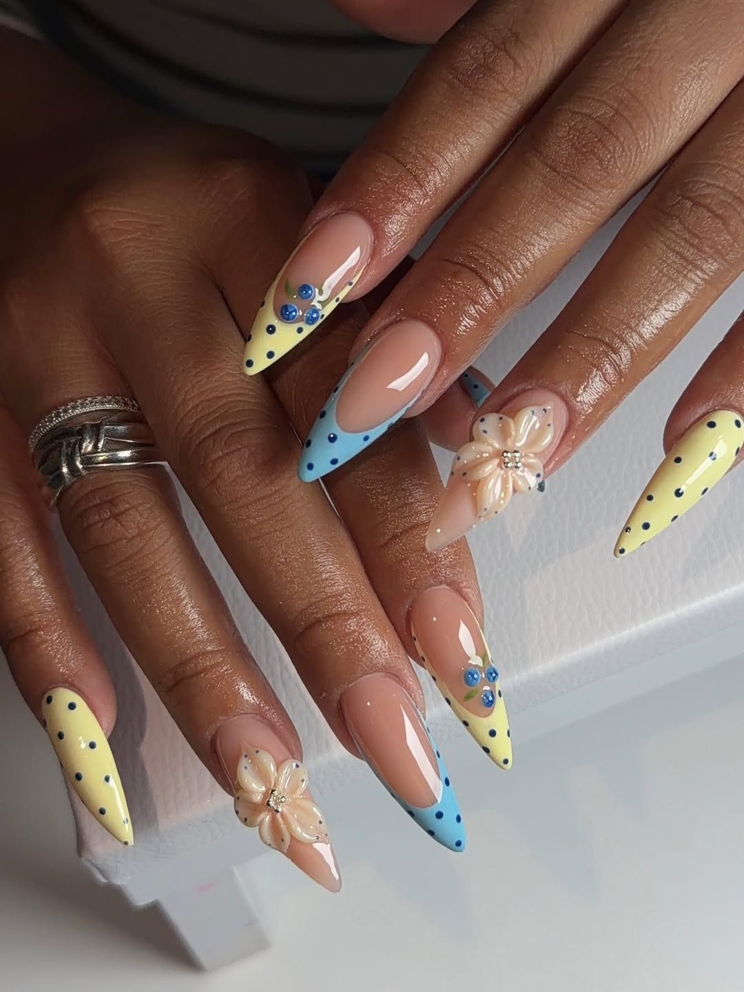 Pastel Yellow and Blue Polka Dots