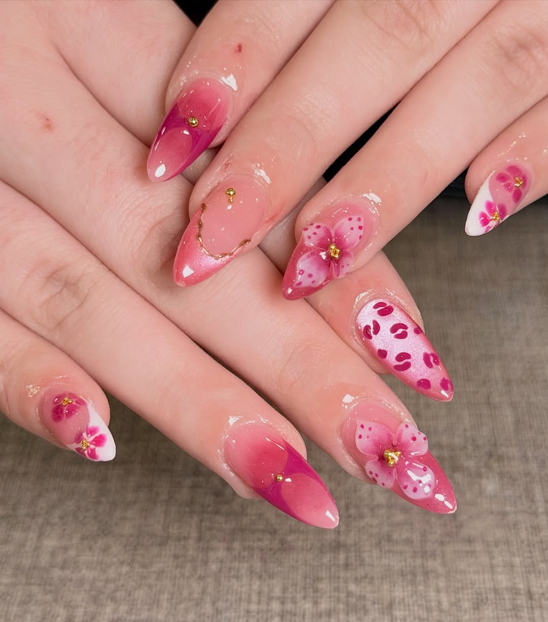 Pink Leopard and Floral Art