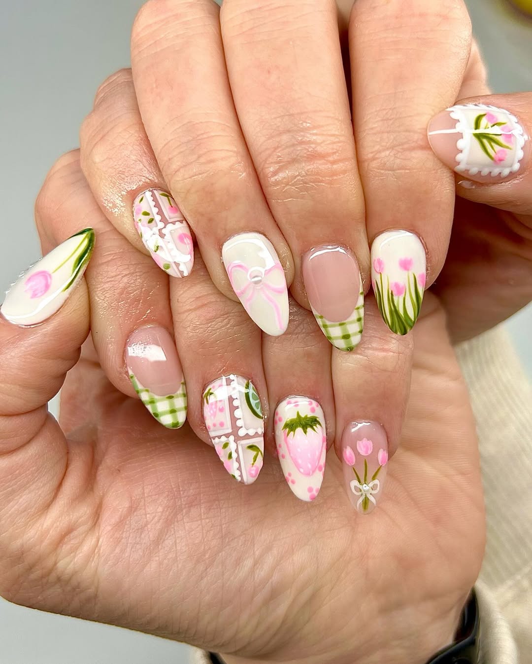 Pink Tulips and Checkered Prints