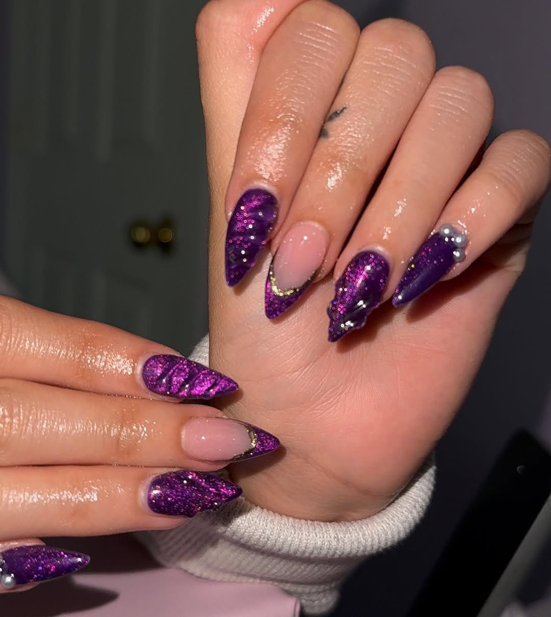 Purple Cat Eye and Gold Accents