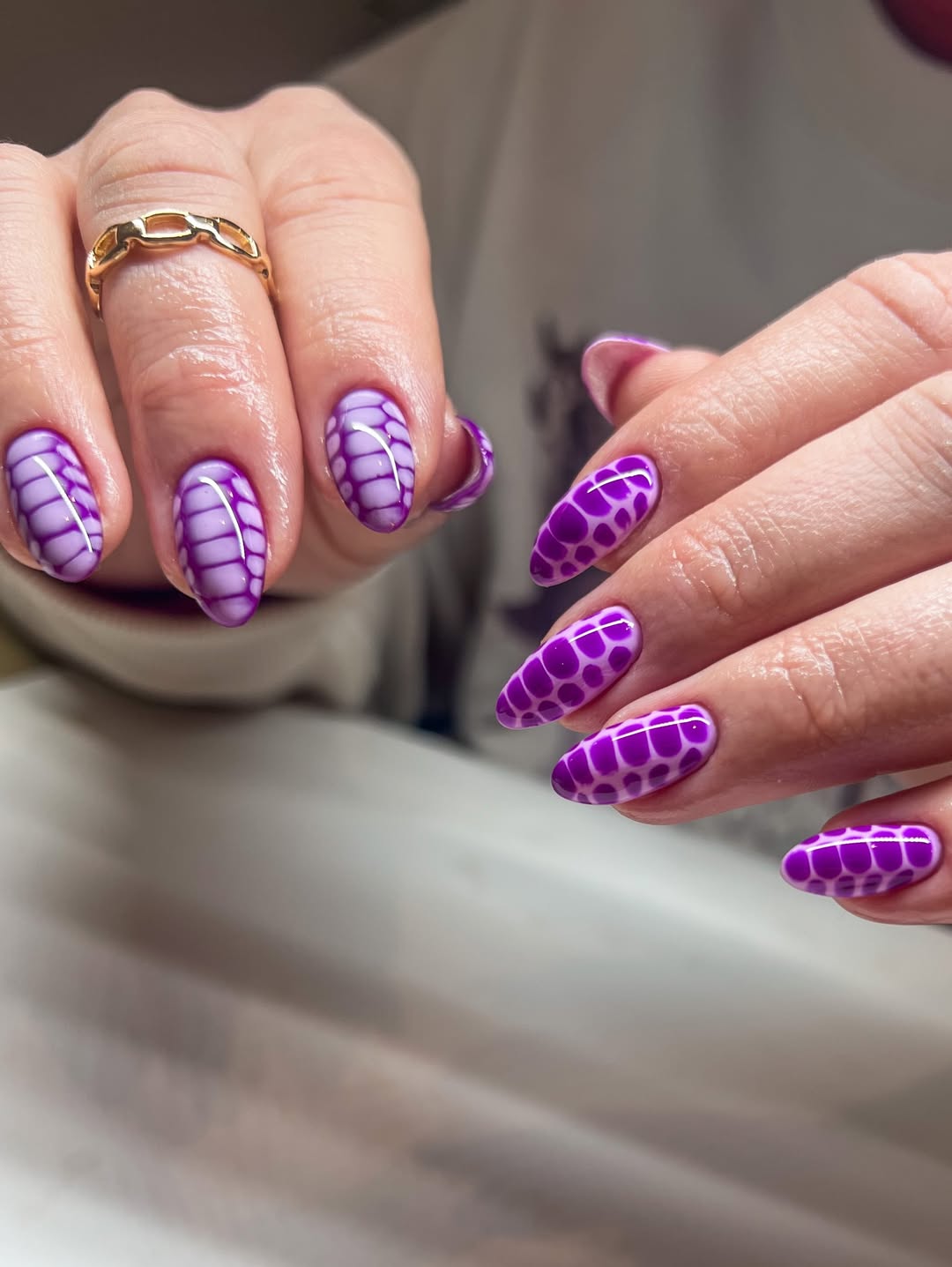Purple Croc Print Nails